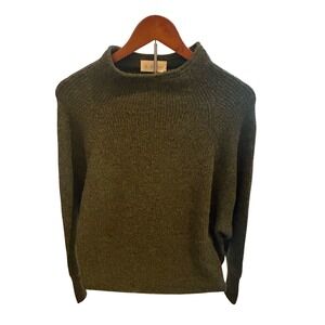 78 & SUNNY Women's Olive Green Mock Neck Ribbed Knit Sweater Size L